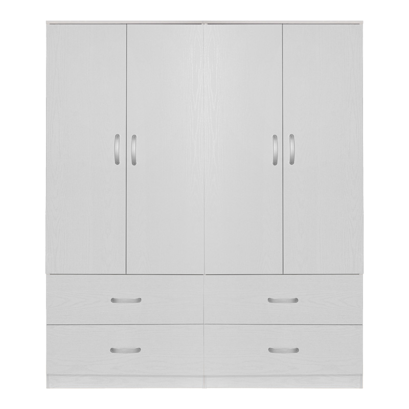 Ντουλάπα ρούχων τετράφυλλη Zelia A pakoworld με 4 συρτάρια χρώμα λευκό 158x42x180εκ 2