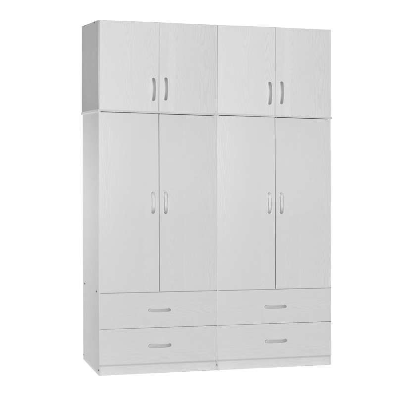 Ντουλάπα ρούχων τετράφυλλη με πατάρι Zelia A pakoworld με 4 συρτάρια χρώμα λευκό 158x42x240εκ 1