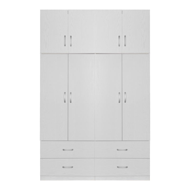 Ντουλάπα ρούχων τετράφυλλη με πατάρι Zelia A pakoworld με 4 συρτάρια χρώμα λευκό 158x42x240εκ 2