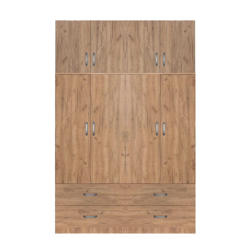 Ντουλάπα ρούχων τετράφυλλη με πατάρι Zelia B pakoworld με 4 συρτάρια χρώμα oak 158x42x240εκ 2