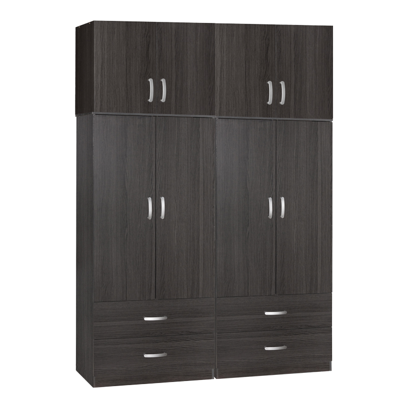 Ντουλάπα ρούχων τετράφυλλη με πατάρι Zelia C pakoworld με 4 συρτάρια χρώμα wenge 158x42x240εκ 1
