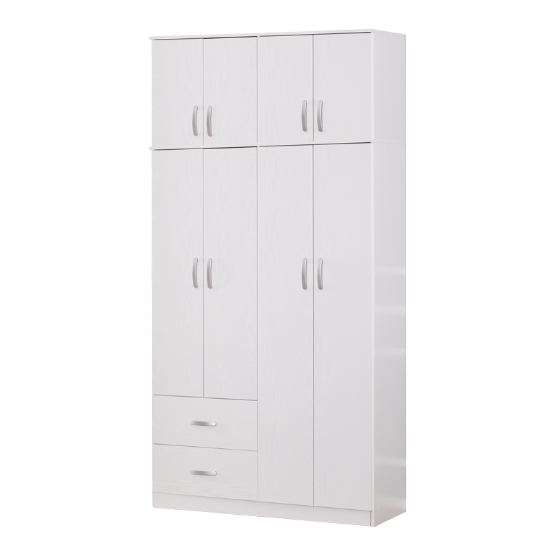 Ντουλάπα ρούχων τετράφυλλη με πατάρι Zelia pakoworld με 2 συρτάρια σε λευκή απόχρωση 120x42x240εκ 1