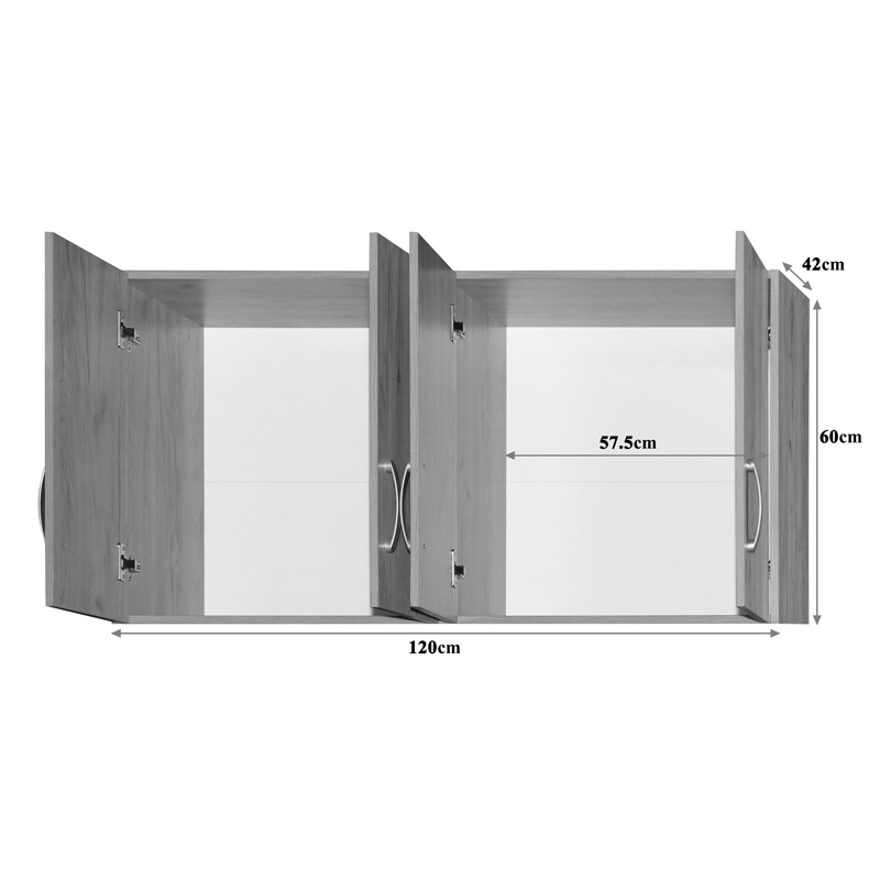 Ντουλάπα ρούχων τετράφυλλη με πατάρι Zelia pakoworld με 2 συρτάρια σε oak απόχρωση 120x42x240εκ 5