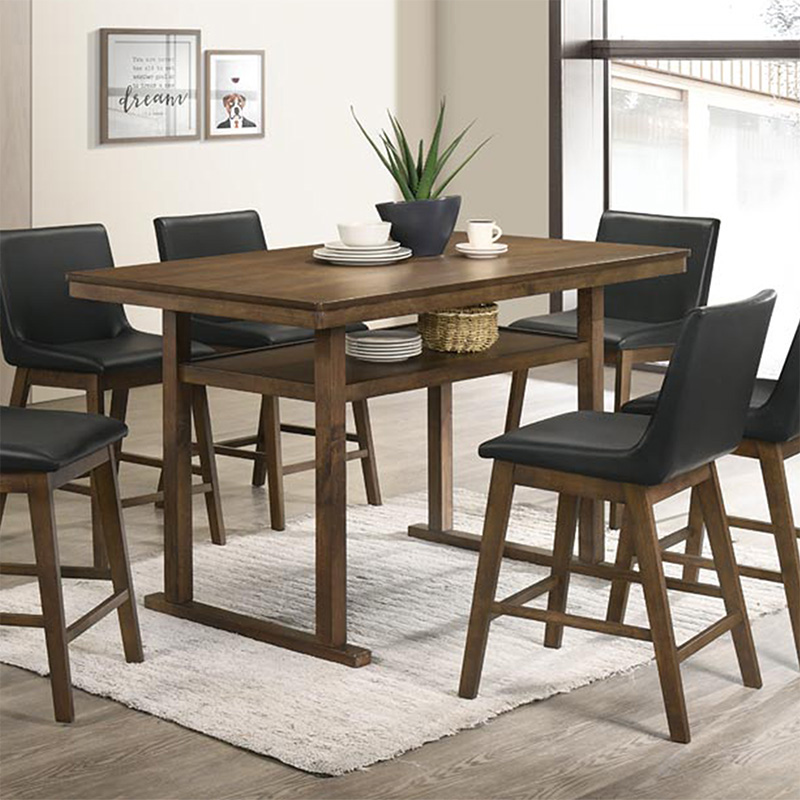 Τραπέζι μπαρ Tenor pakoworld φυσικό ξύλο rubberwood-ΜDF καρυδί 150x90x91.5εκ 2