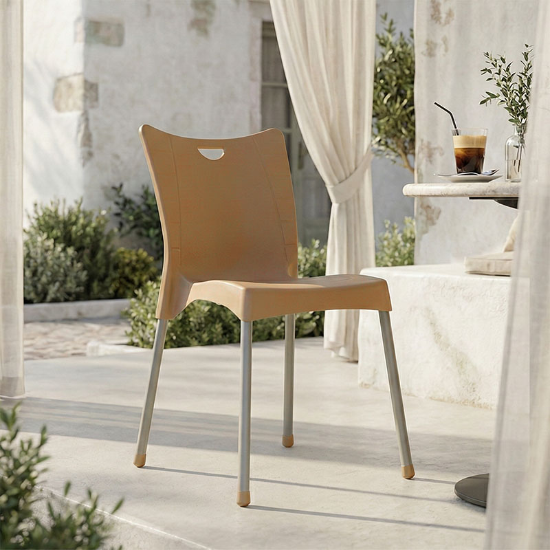 Καρέκλα Crafted pakoworld PP cappucino-αλουμίνιο γκρι 2