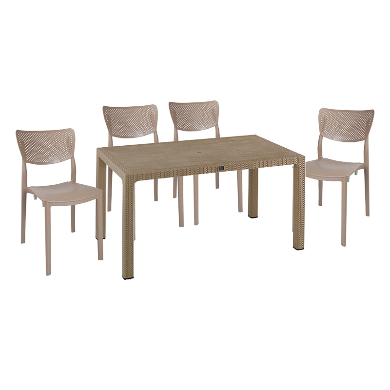 Τραπεζαρία Explore-Ignite pakoworld σετ 5τεμ PP cappuccino 150x90x73,5εκ. 1