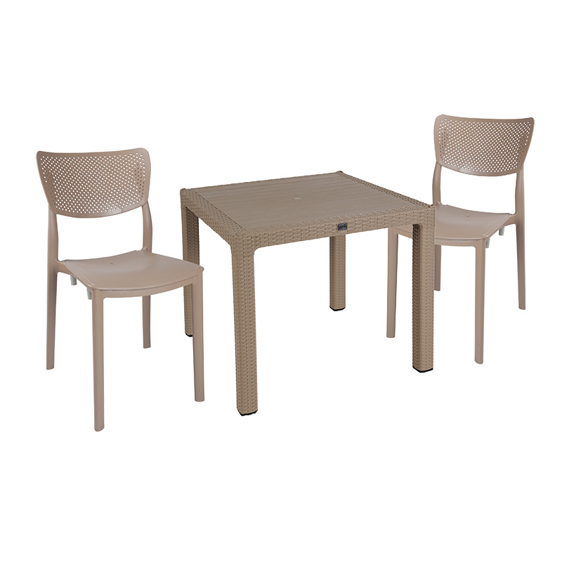 Τραπεζαρία Explore-Ignite pakoworld σετ 3τεμ PP cappuccino 90x90x73,5εκ 1