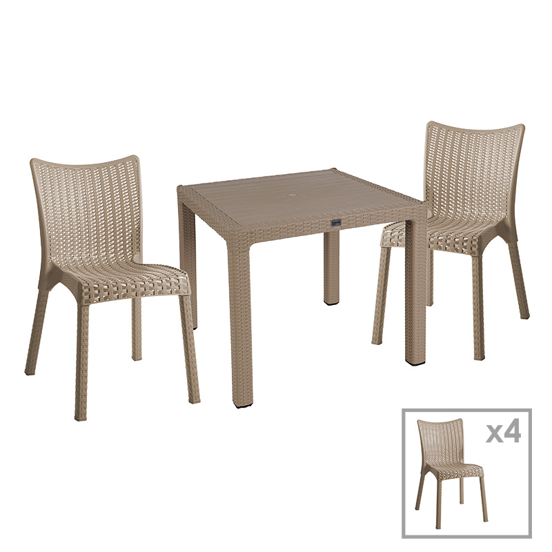 Τραπεζαρία Explore-Confident pakoworld σετ 5τεμ PP cappuccino 90x90x73,5εκ 1