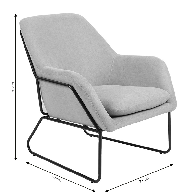 Πολυθρόνα Indelible pakoworld ύφασμα γκρι-μαύρο 76x67x81εκ 8