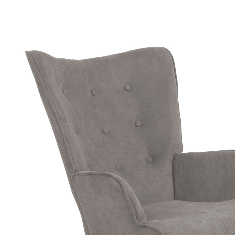 Πολυθρόνα Fluffy pakoworld ύφασμα γκρι-πόδι rubberwood φυσικό 75x69x96εκ 6