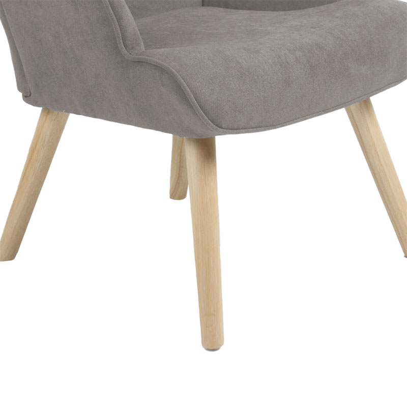 Πολυθρόνα Fluffy pakoworld ύφασμα γκρι-πόδι rubberwood φυσικό 75x69x96εκ 7