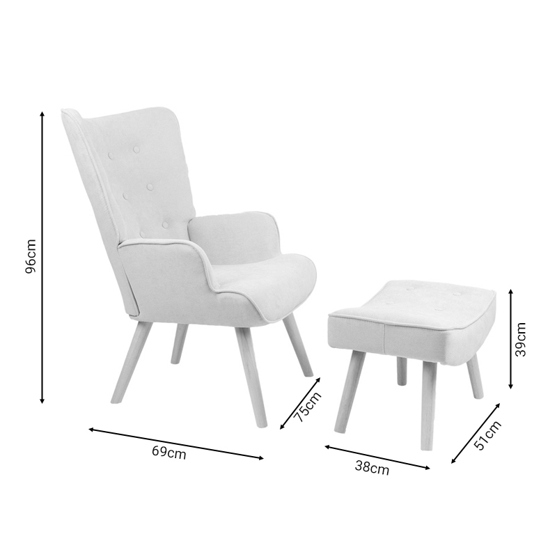 Πολυθρόνα με υποπόδιο Vivienne pakoworld ύφασμα ανοιχτό γκρι-φυσικό πόδι 75x69x96εκ 5