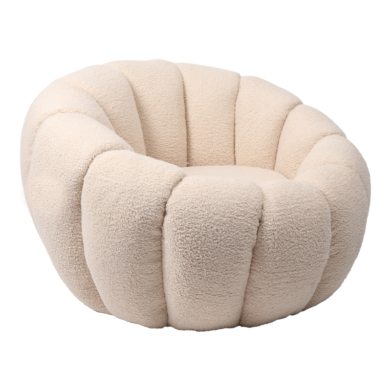 Πολυθρόνα Yannick pakoworld μπουκλέ ύφασμα μπεζ 92x92x60εκ 1