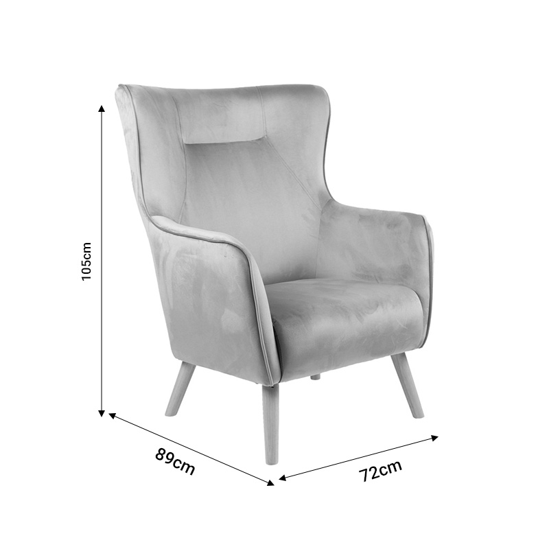 Πολυθρόνα Insicive pakoworld βελούδο κίτρινο-φυσικό πόδι 72x89x105εκ 5