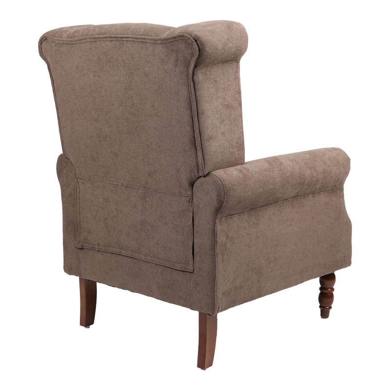 Πολυθρόνα Piore pakoworld σκούρο καφέ ύφασμα και πόδι rubberwood σε καρυδί απόχρωση 77x80x106εκ 2