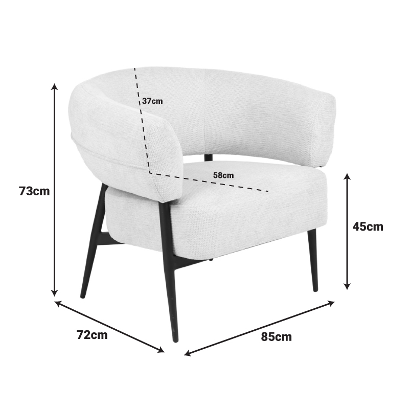 Πολυθρόνα Penfel pakoworld ύφασμα σε κρεμ απόχρωση με πόδι μαύρο μέταλλο 85x72x73εκ 6