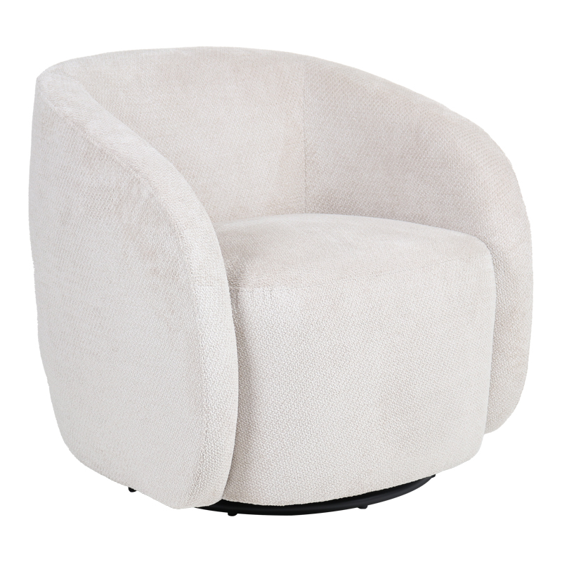 Πολυθρόνα Barrelo pakoworld περιστρεφόμενη με κρεμ ύφασμα 77x72x69εκ 1