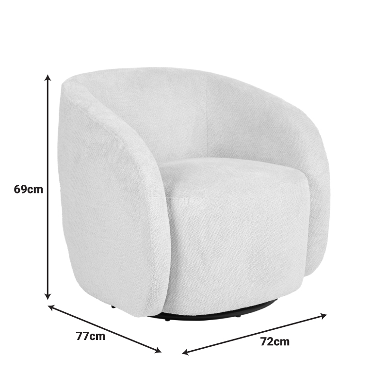 Πολυθρόνα Barrelo pakoworld περιστρεφόμενη με κρεμ ύφασμα 77x72x69εκ 5