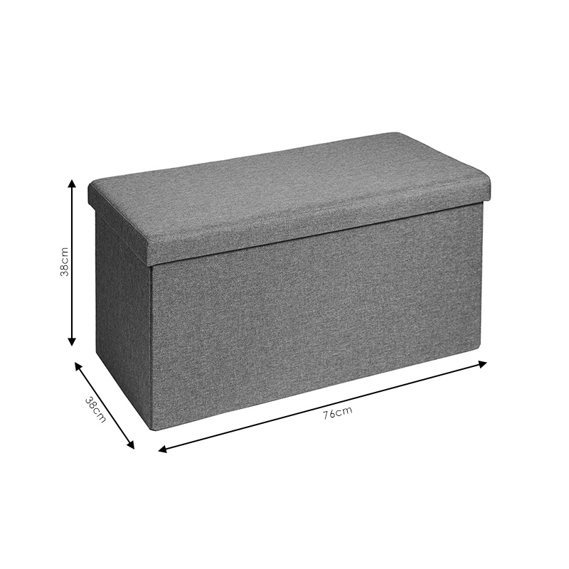 Σκαμπό-μπαούλο Greatness pakoworld ύφασμα μπεζ 76x38x38εκ 5