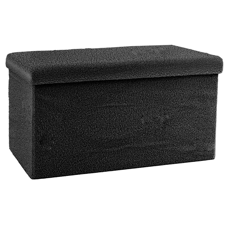 Σκαμπό-μπαούλο Forward pakoworld ύφασμα μπουκλέ ανθρακί 76x38x38εκ 1