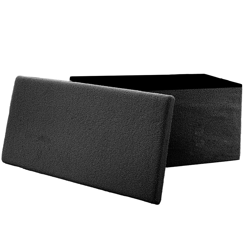 Σκαμπό-μπαούλο Forward pakoworld ύφασμα μπουκλέ ανθρακί 76x38x38εκ 3