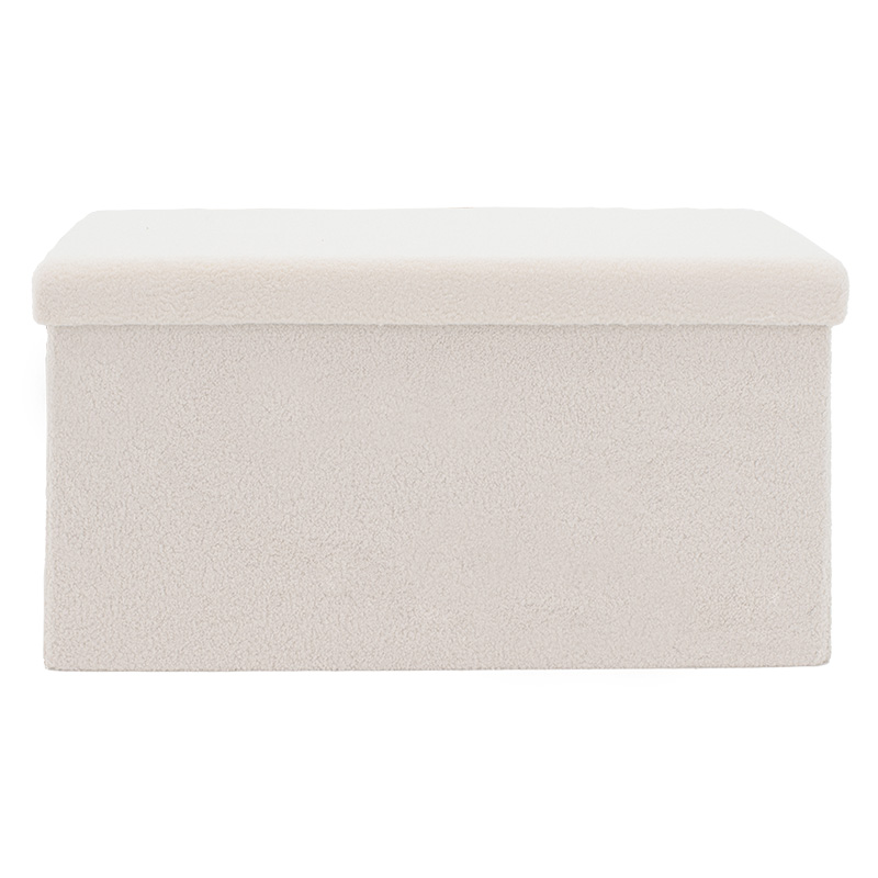 Σκαμπό-μπαούλο Forward pakoworld ύφασμα μπουκλέ ivory 76.5x38x37.5εκ 2
