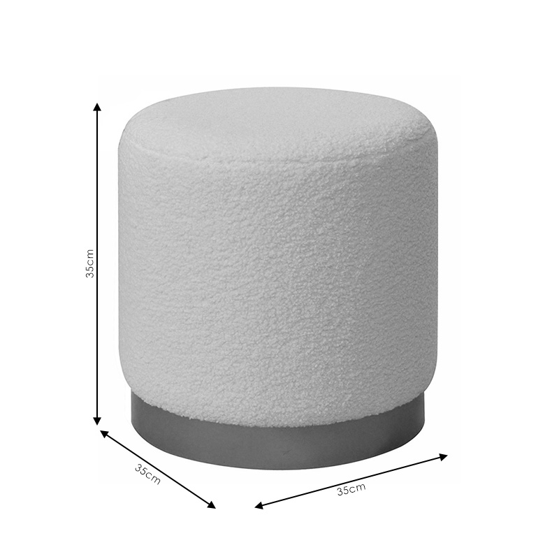 Σκαμπό Dash pakoworld μπουκλέ κρεμ-χρυσό Φ35x35εκ 3