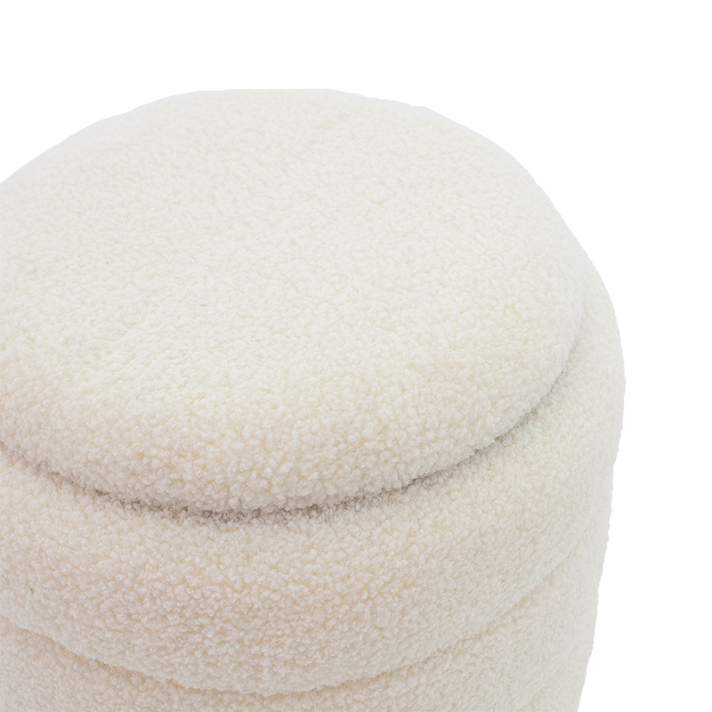 Σκαμπό-μπαούλο Dazzle pakoworld μπουκλέ cream-χρυσό Φ36x44εκ 3