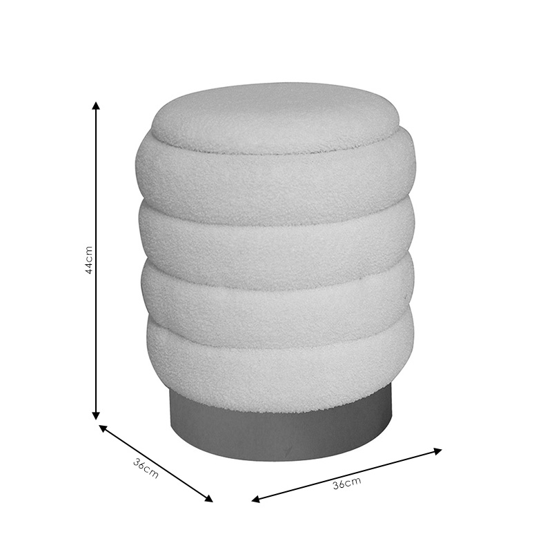 Σκαμπό-μπαούλο Dazzle pakoworld μπουκλέ cream-χρυσό Φ36x44εκ 4