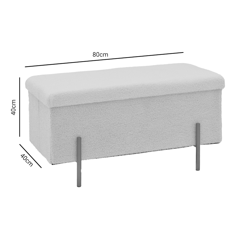 Σκαμπό-μπαούλο Ziwel pakoworld μπουκλέ λευκό-χρυσό 80x40x40εκ 8