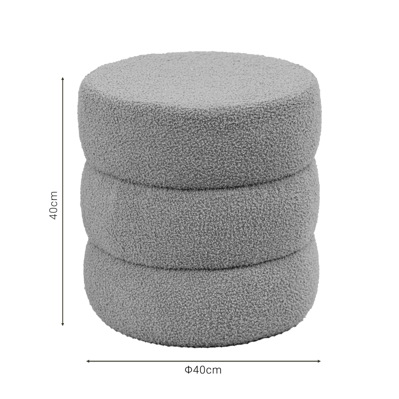 Σκαμπό-πουφ Kioto pakoworld μπουκλέ καφέ Φ40x40εκ 3