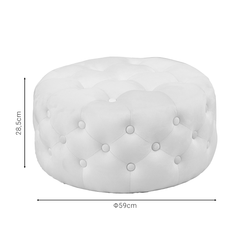 Σκαμπό-πουφ Ferdia pakoworld βελούδο κρεμ Φ59x28.5εκ 3