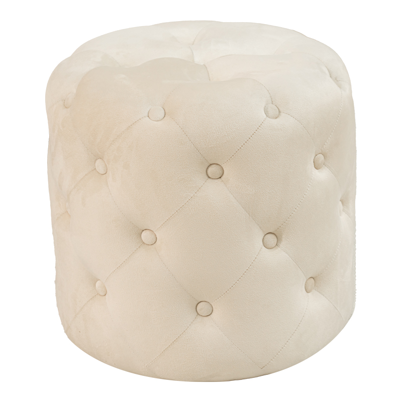 Σκαμπό-πουφ Seval pakoworld βελούδο κρεμ Φ49x47εκ 1