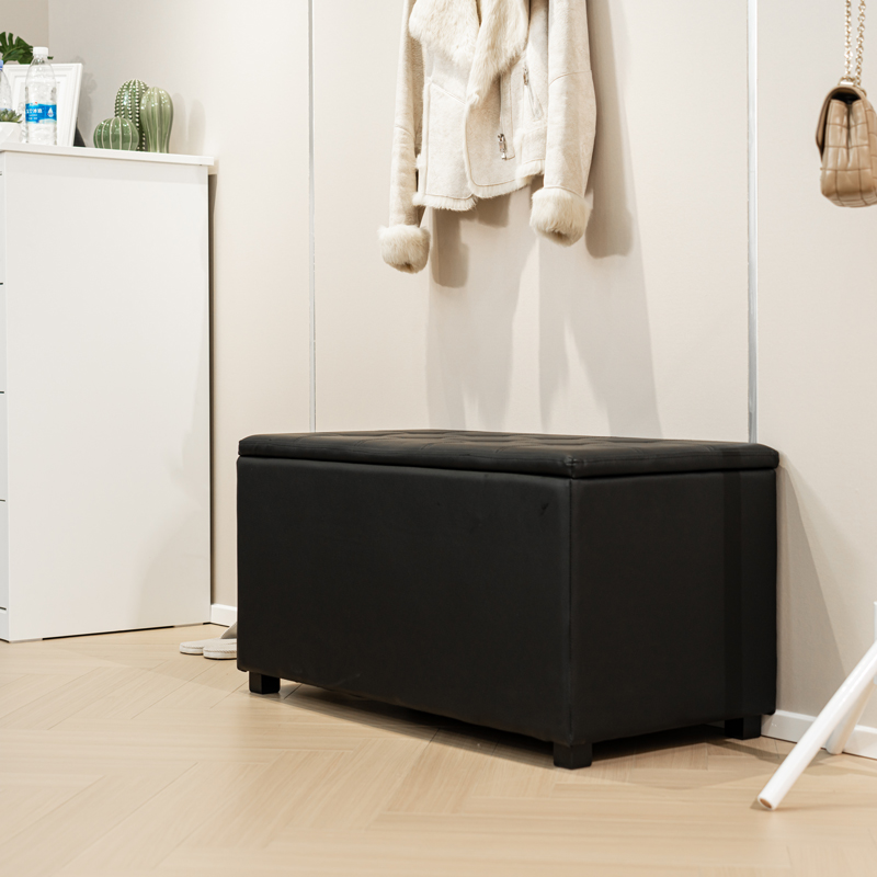 Σκαμπό-μπαούλο Corben pakoworld pu μαύρο 86x43x45εκ 2