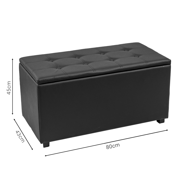 Σκαμπό-μπαούλο Corben pakoworld pu μαύρο 86x43x45εκ 5