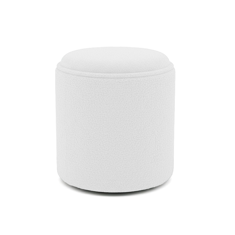 Σκαμπό-μπαούλο Batur pakoworld μπουκλέ ύφασμα σε λευκή απόχρωση Φ34x38εκ 1