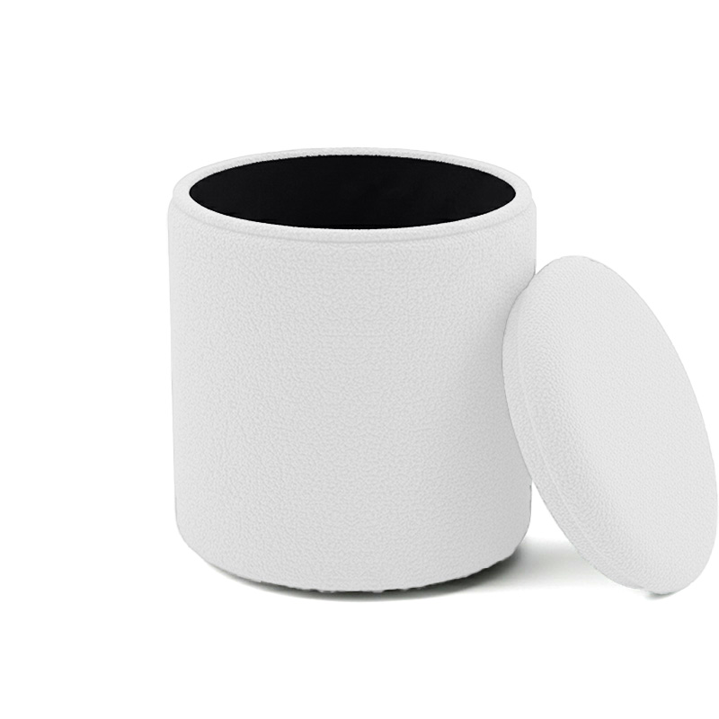 Σκαμπό-μπαούλο Batur pakoworld μπουκλέ ύφασμα σε λευκή απόχρωση Φ34x38εκ 3