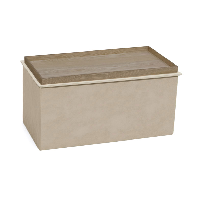 Σκαμπό-μπαούλο Koper pakoworld βελούδο σε μπεζ απόχρωση 76x38x38εκ 2