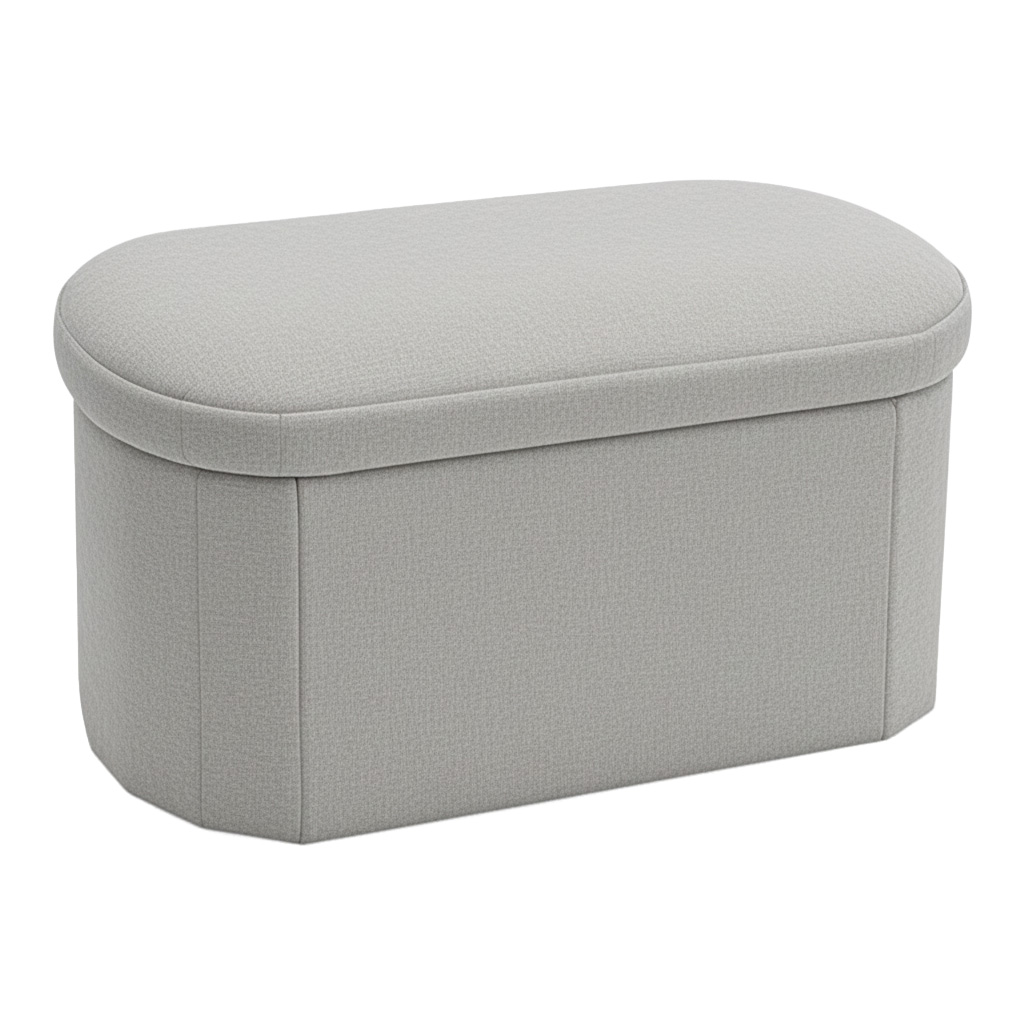 Σκαμπό-μπαούλο Otto pakoworld ύφασμα μπουκλέ σε κρεμ-ivory απόχρωση 76x38x38εκ 1