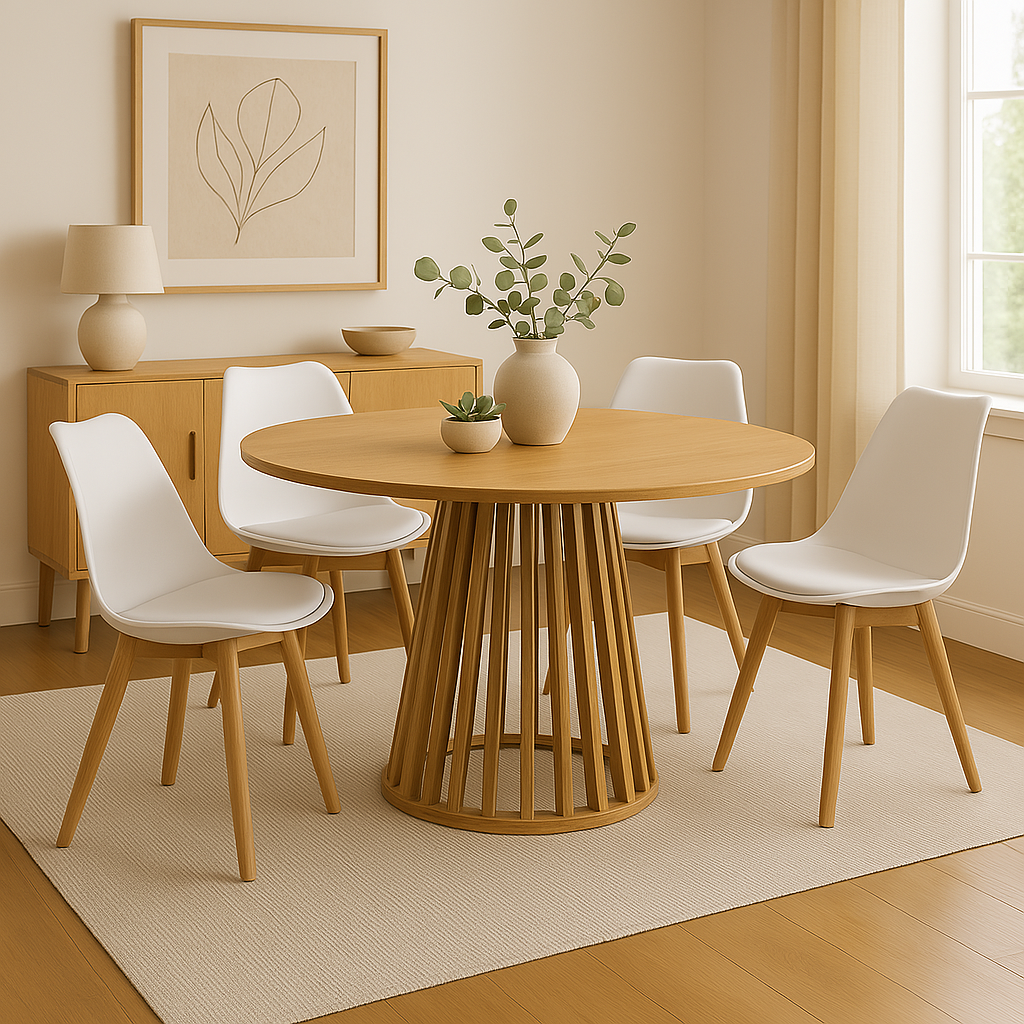 Τραπέζι Domonic pakoworld φυσικό Φ120x75εκ 2