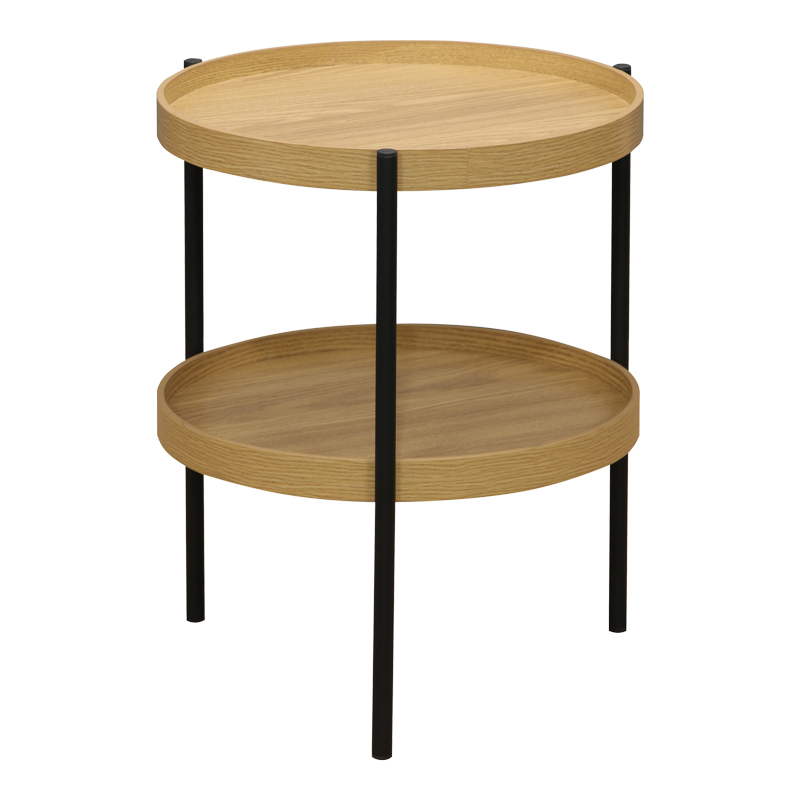 Βοηθητικό τραπέζι Portogie pakoworld mdf φυσικό-μέταλλο μαύρο Φ40x50εκ 2