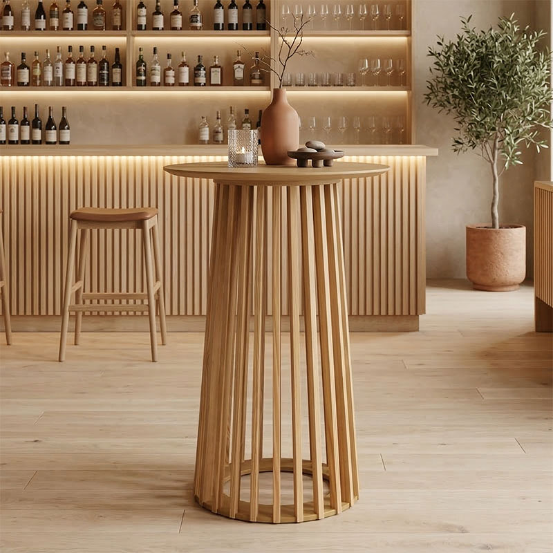 Τραπέζι μπαρ Domonic pakoworld mdf φυσικό Φ60x105εκ 2