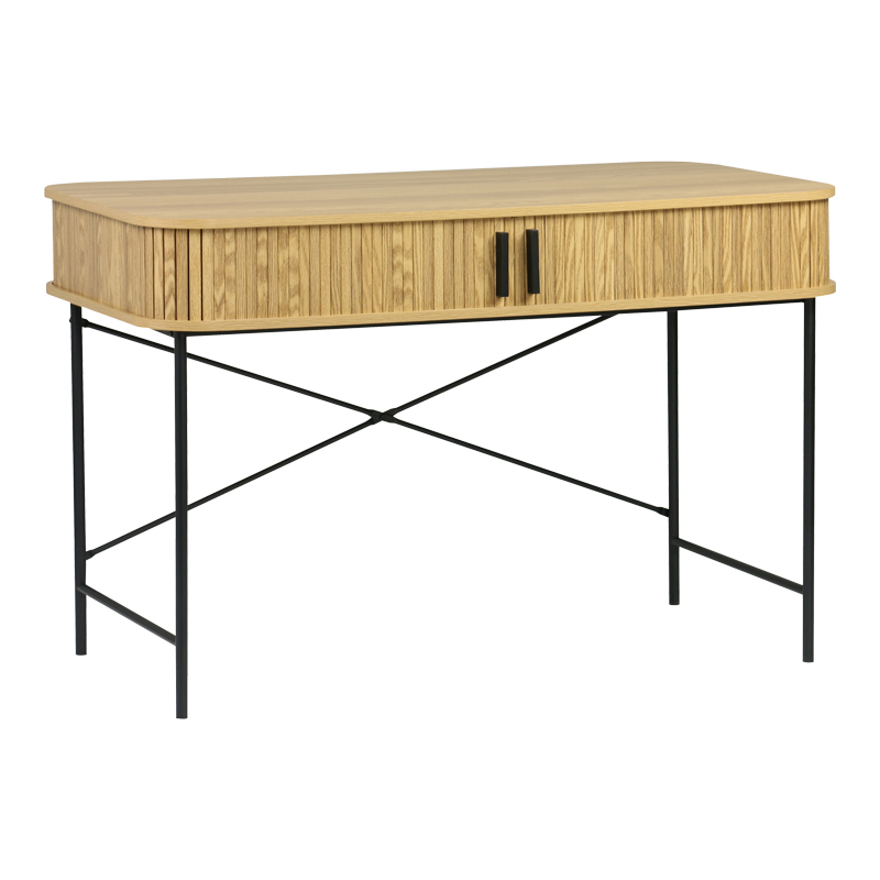 Γραφείο εργασίας Scandi pakoworld MDF/Metal σε φυσική απόχρωση με μεταλλικά μαύρα πόδια 120x60x76,5εκ 2