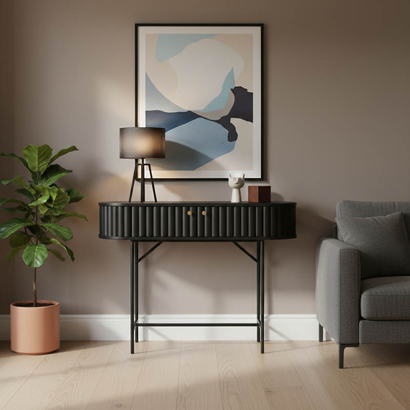 Κονσόλα Zakro pakoworld MDF-μέταλλο σε μαύρη απόχρωση 100x35x75εκ 1