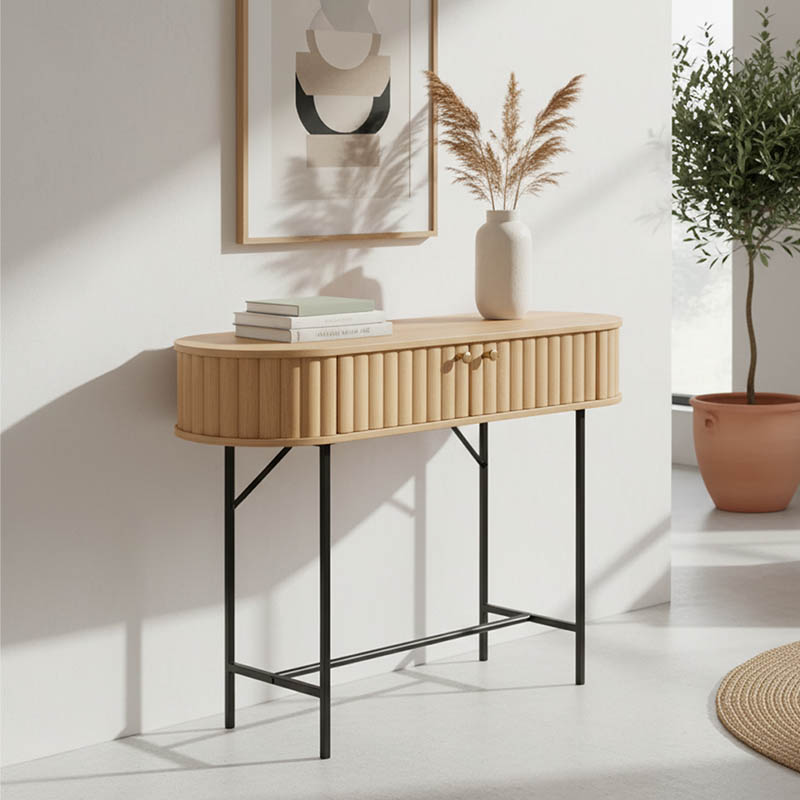 Κονσόλα Zakro pakoworld MDF-μέταλλο σε oak απόχρωση 80x30x70εκ 1