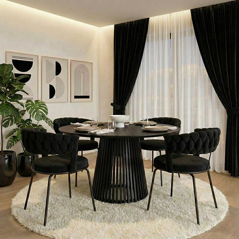 Τραπέζι Domonic pakoworld mdf σε μαύρη απόχρωση Φ120x75εκ 2