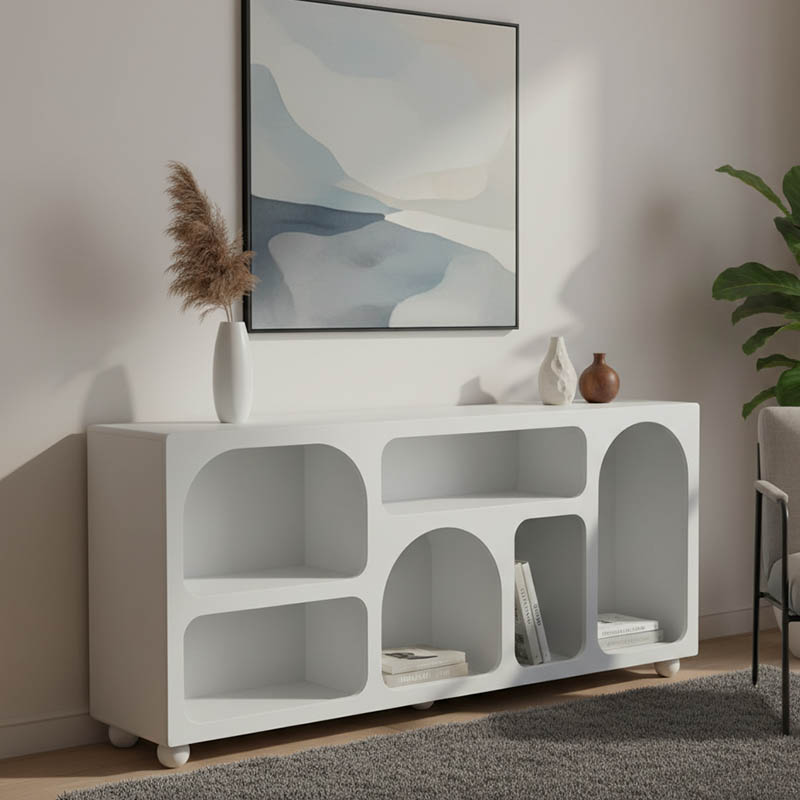 Μπουφές Emersi pakoworld με ράφια mdf σε λευκή απόχρωση 164x34x76εκ 1