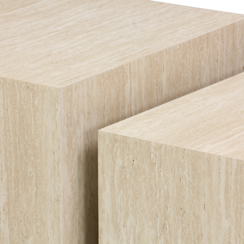 Βοηθητικά τραπέζια Coffina pakoworld σετ 2τεμ mdf σε όψη τραβερτίνας 6