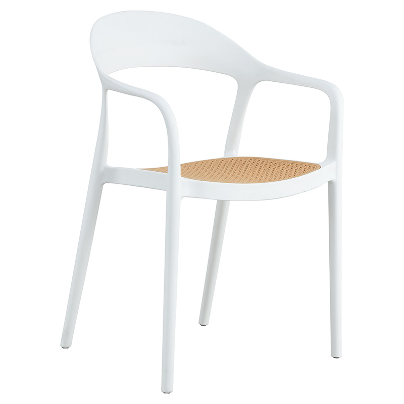 Πολυθρόνα Ember στοιβαζόμενη pakoworld με UV protection PP μπεζ- λευκό 52.5x56.5x81εκ. 1