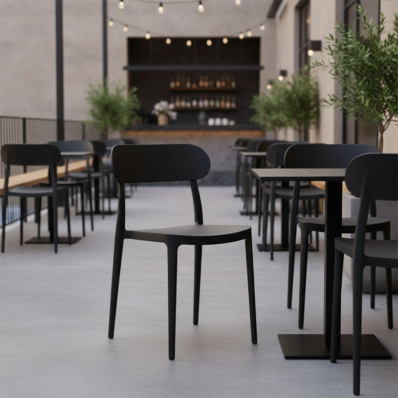 Καρέκλα Amvroan στοιβαζόμενη pakoworld με UV protection ανθρακί pp 51x49x79.5εκ 2